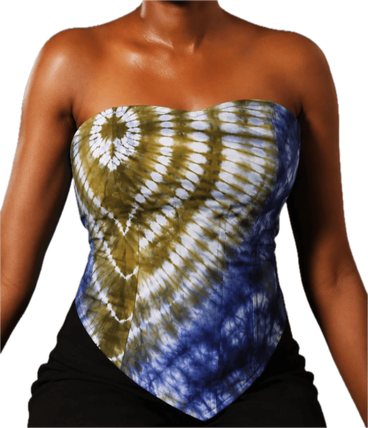 Bustier tie-dye AYODI porté par une modèle
